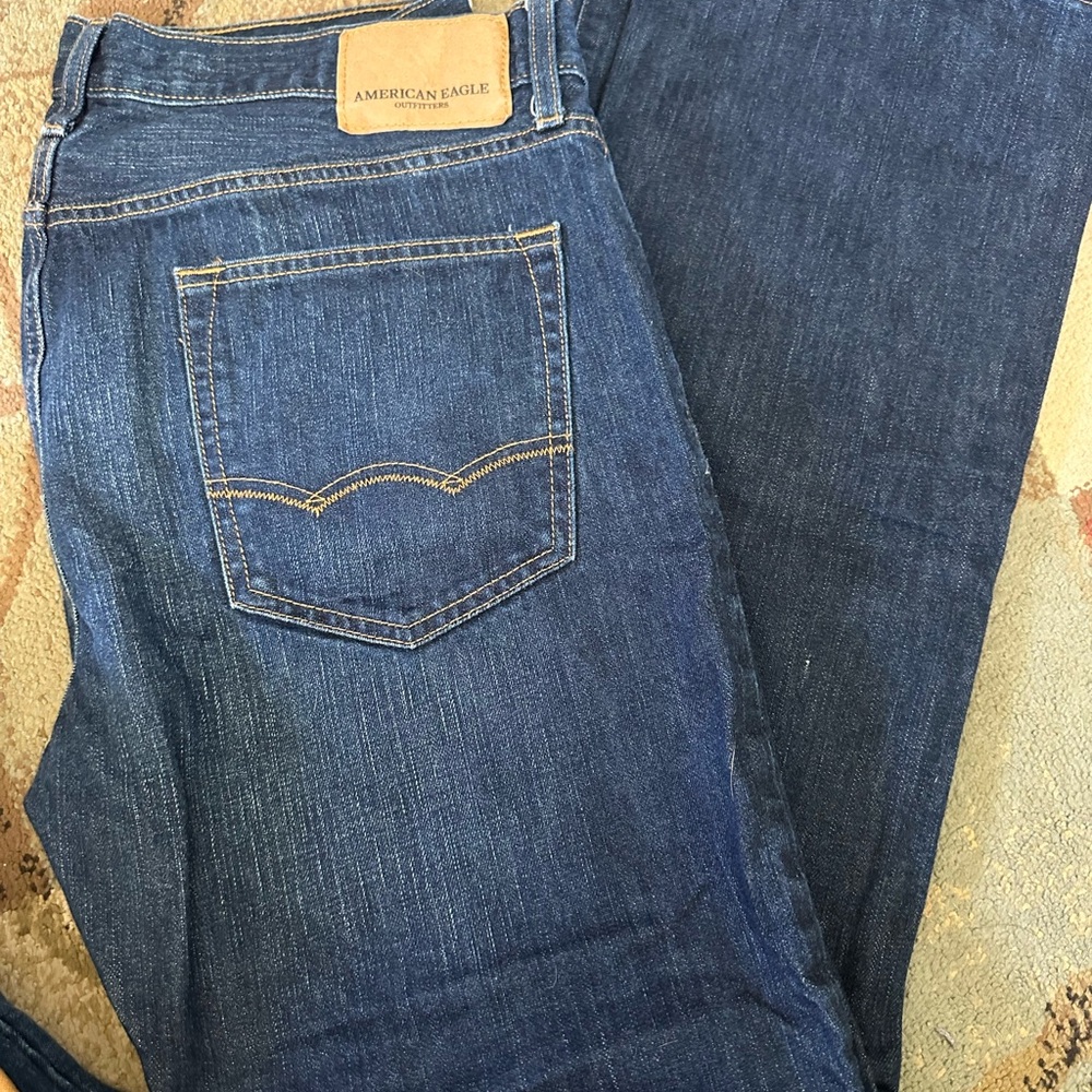 American Eagle Outfitters Men's Dark Blue Original Boot Jeans